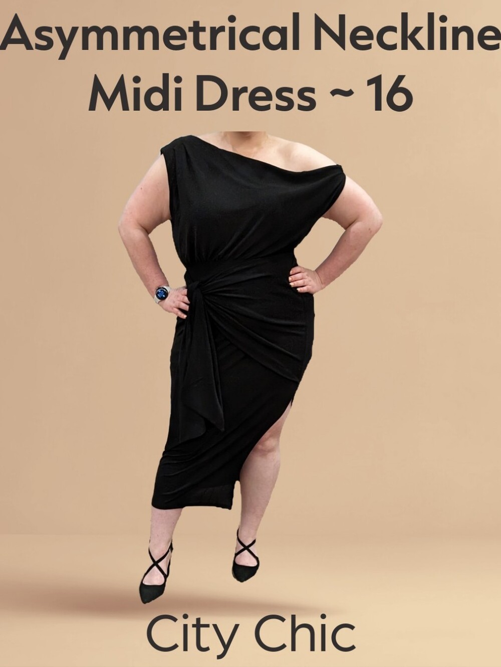Asymmetrical Neckline Paloma Midi Dress - City Chic